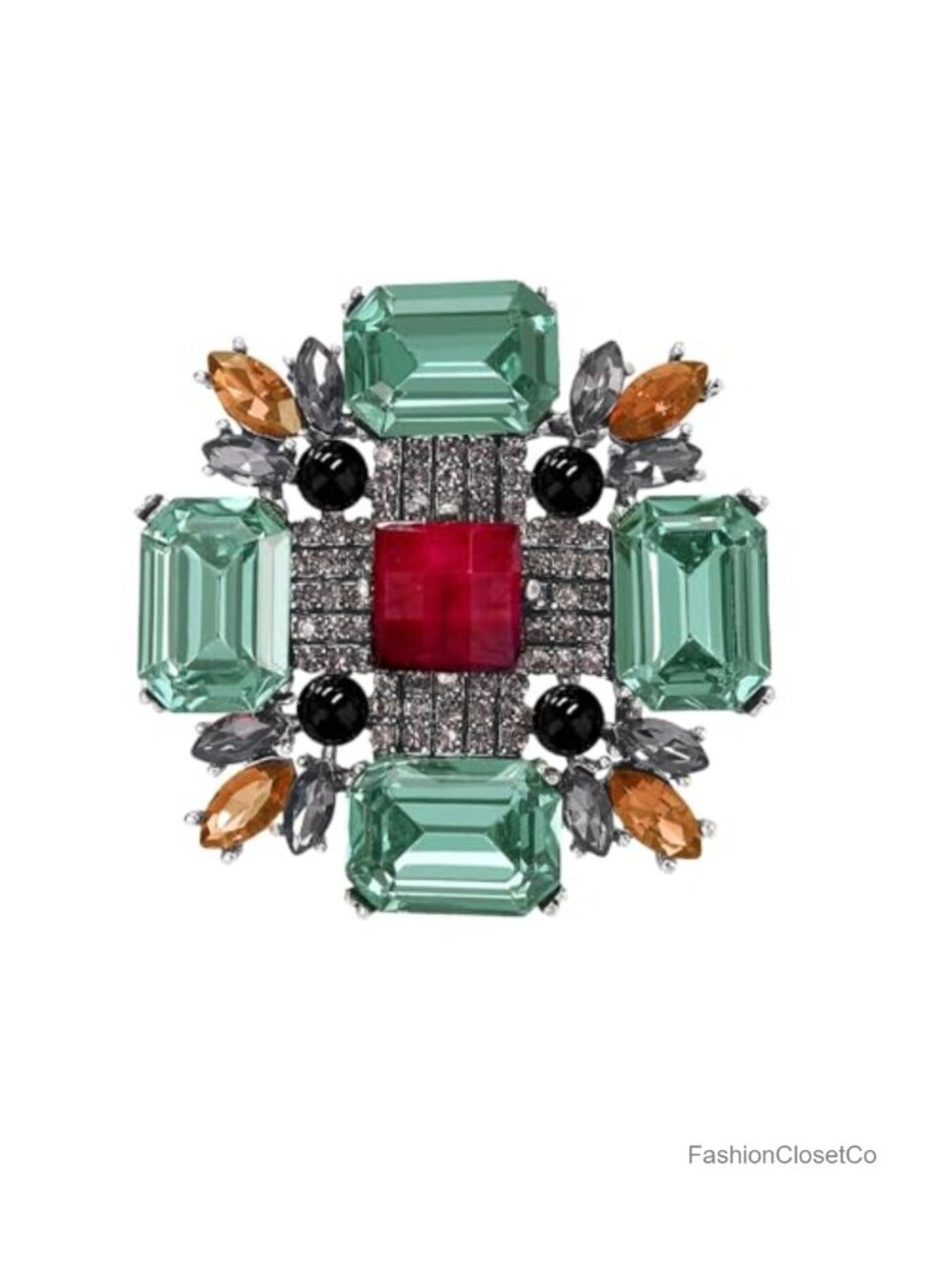 Baroque Rhinestone Crystal Brooch Pin Victorian Art Deco Lapel Corsage